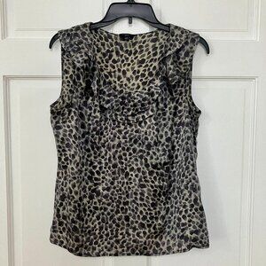 Ann Taylor Leopard Print Sleeveless Blouse in Gray and Black